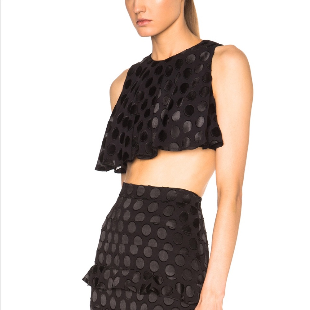 Cushnie Et Ochs Black Ruffle Crop Top Retail $595